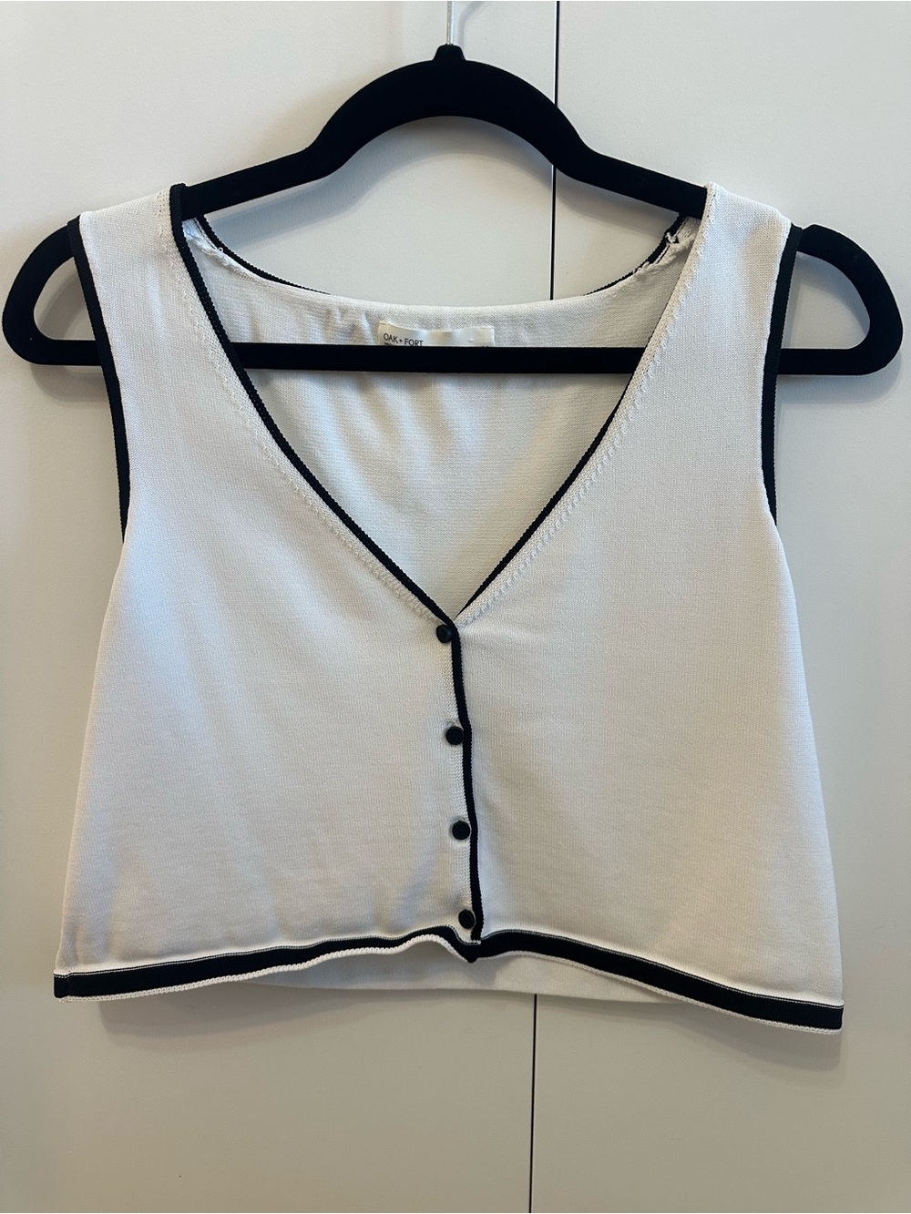 Oak + FORT, Women’s Trim Crop Top, White, Small